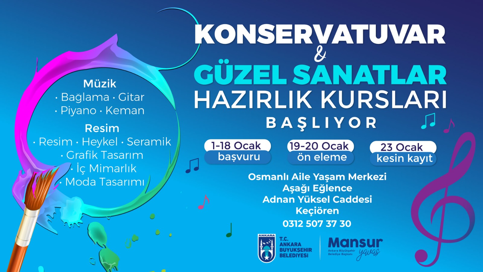 ABB’NİN KONSERVATUVAR VE GÜZEL SANATLAR HAZIRLIK KURSLARI BAŞLIYOR