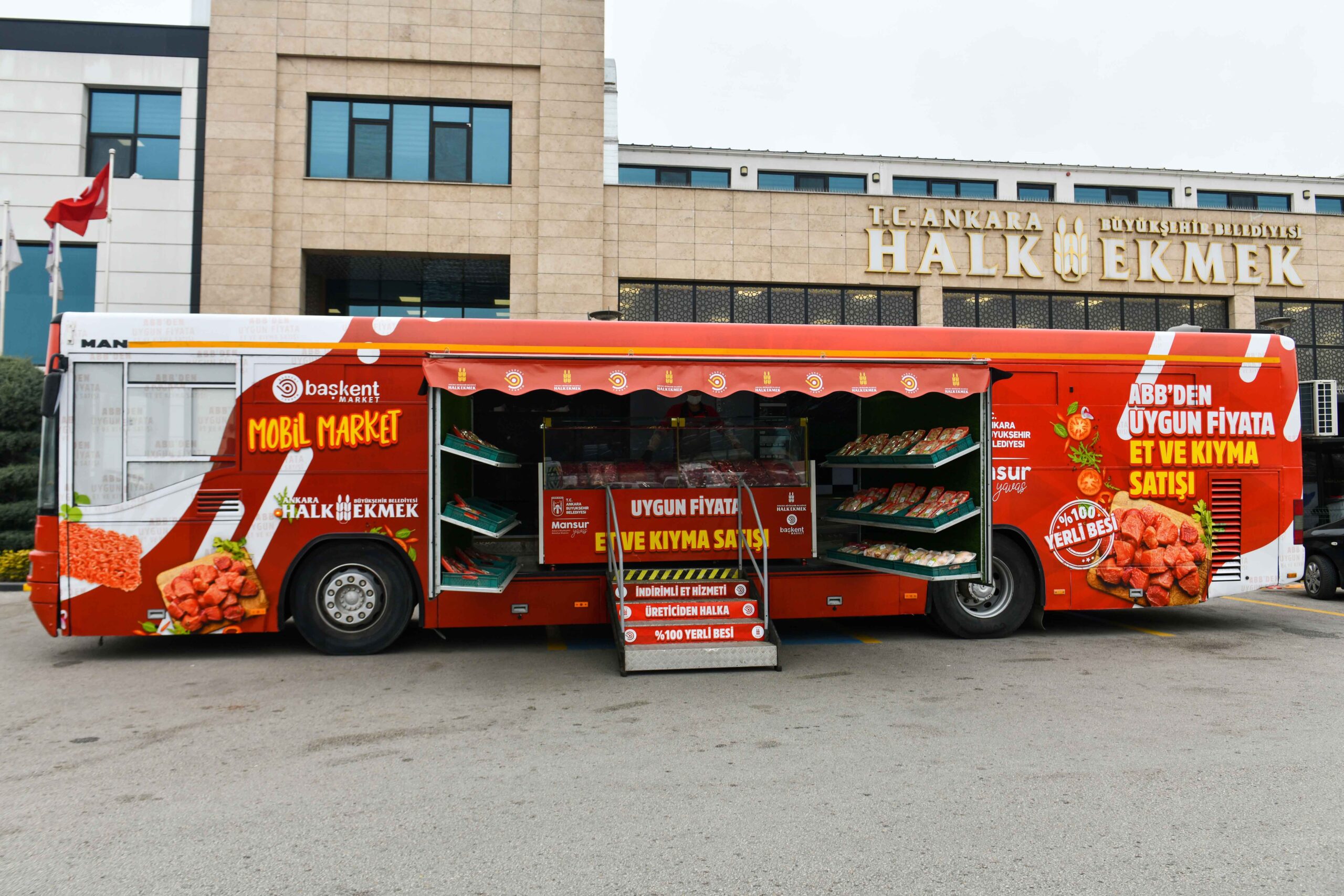 BAŞKENT MOBİL MARKETLERDE UYGUN FİYATLI KIRMIZI VE BEYAZ ET SATIŞINI POLATLI DA YAPACAK