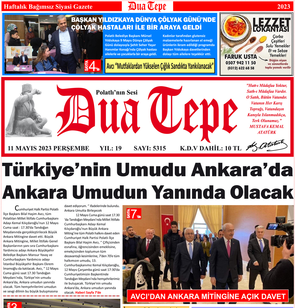 11 MAYIS TARİHLİ DUATEPE GAZETESİ