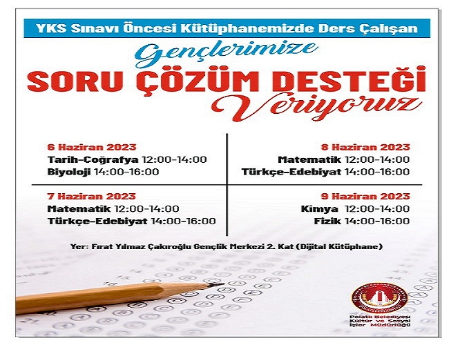 POLATLI BELEDİYESİ YKS SINAVINA GÜNLER KALA GENÇLERİN YANINDA OLMAYA DEVAM EDİYOR