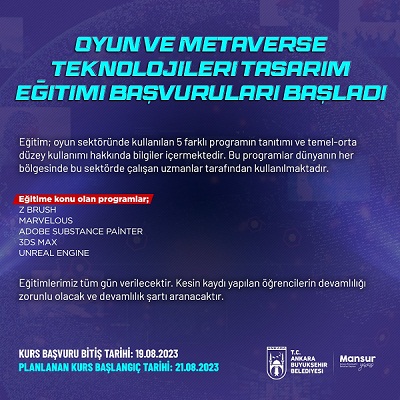 OYUN VE METAVERSE TEKNOLOJİLERİ TASARIM EĞİTİMİ BAŞVURULARI BAŞLADI