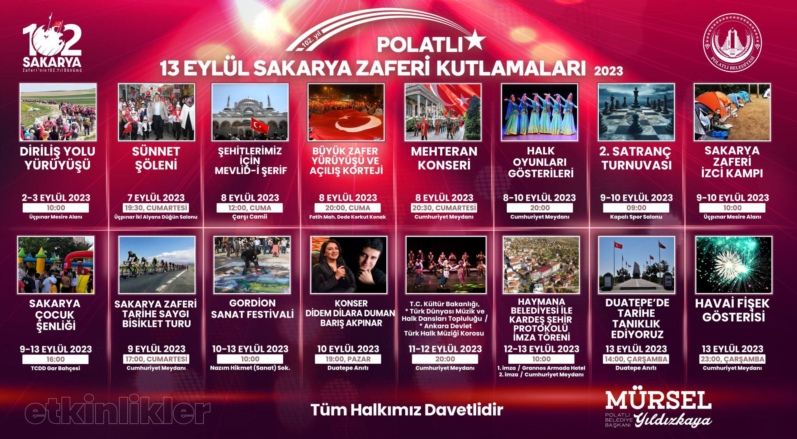 POLATLI BELEDİYESİ SAKARYA ZAFERİ KUTLAMALARI VE HALK KONSERLERİ BAŞLIYOR
